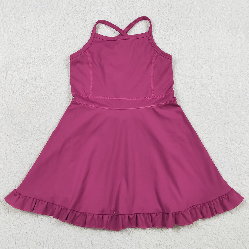 Baby Girls Dress Wine Knit Knee Length Active Wear Athletic Dresses S0778