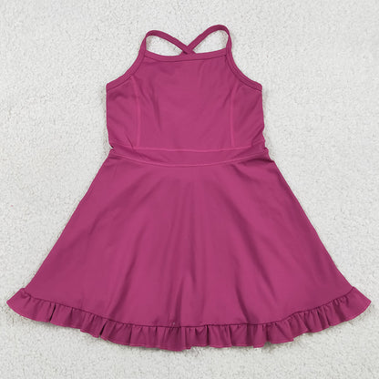 Baby Girls Dress Wine Knit Knee Length Active Wear Athletic Dresses S0778