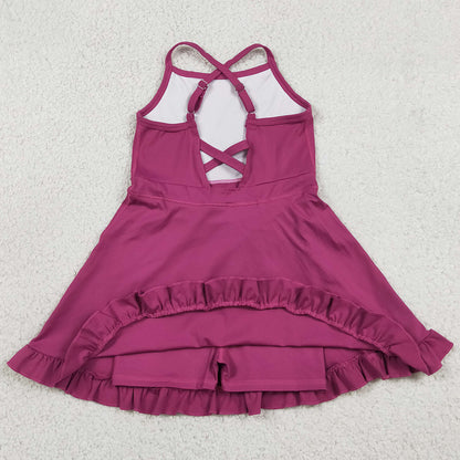 Baby Girls Dress Wine Knit Knee Length Active Wear Athletic Dresses S0778