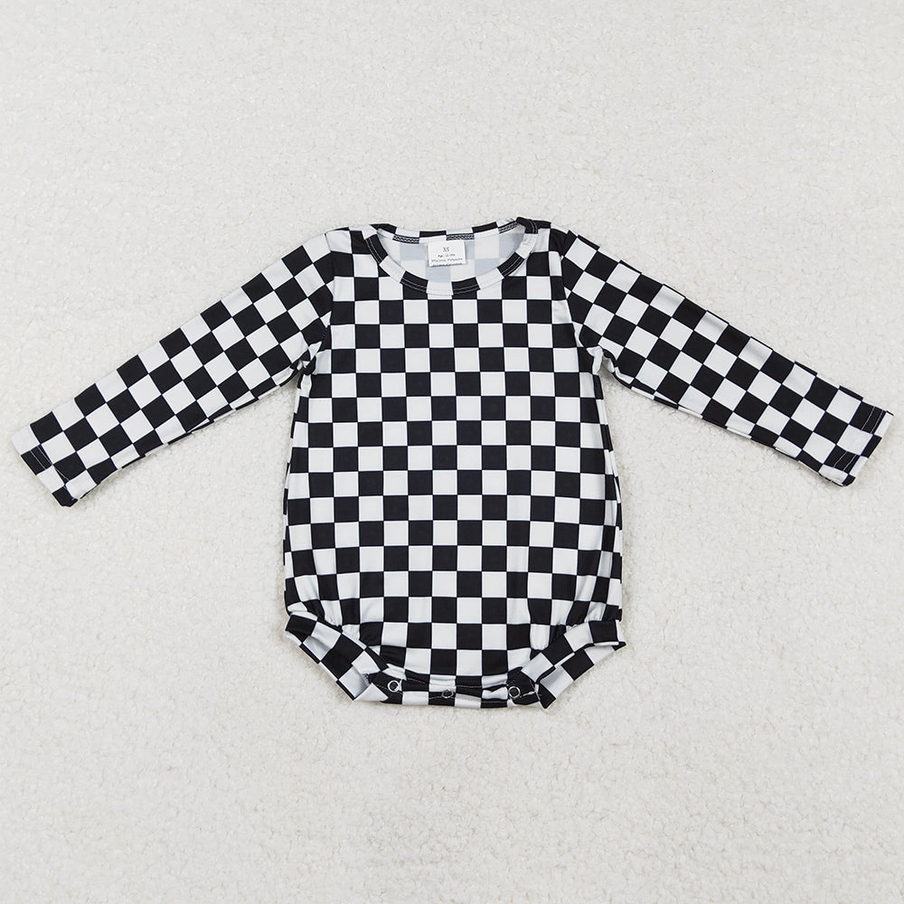 Infant Baby Rompers Black Checkered Long Sleeve Rompers LR2121