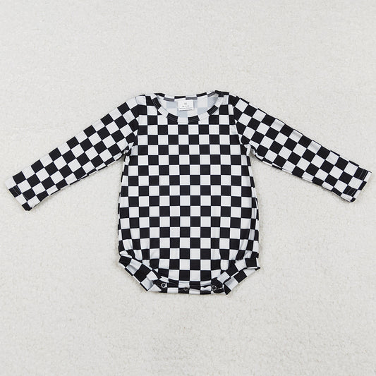 Infant Baby Rompers Black Checkered Long Sleeve Rompers LR2121