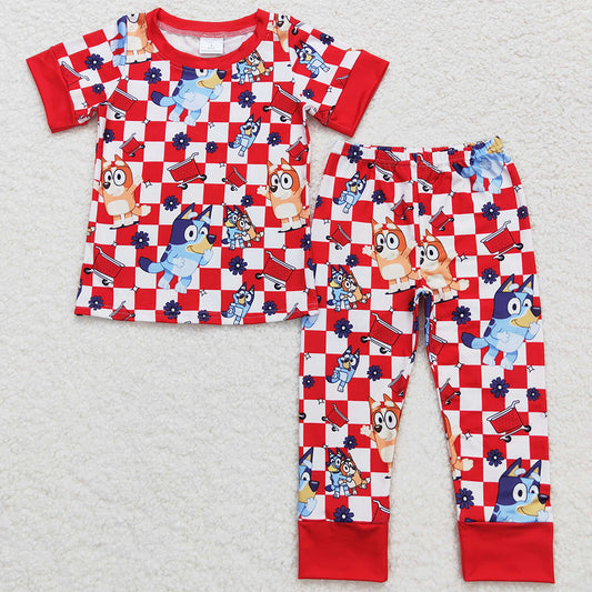 Baby Boys Clothes Blue Dogs Shirt Top Pants Pajamas Sleepwear Sets BSPO0355