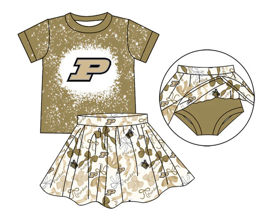 Preorder moq 5 P bleached top bow skirt girls team outfits 8.26