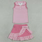 Baby Girls Clothes Pink Stripe Button Vest Top Skirt Shorts Yoga Active Clothes Sets GSD3408