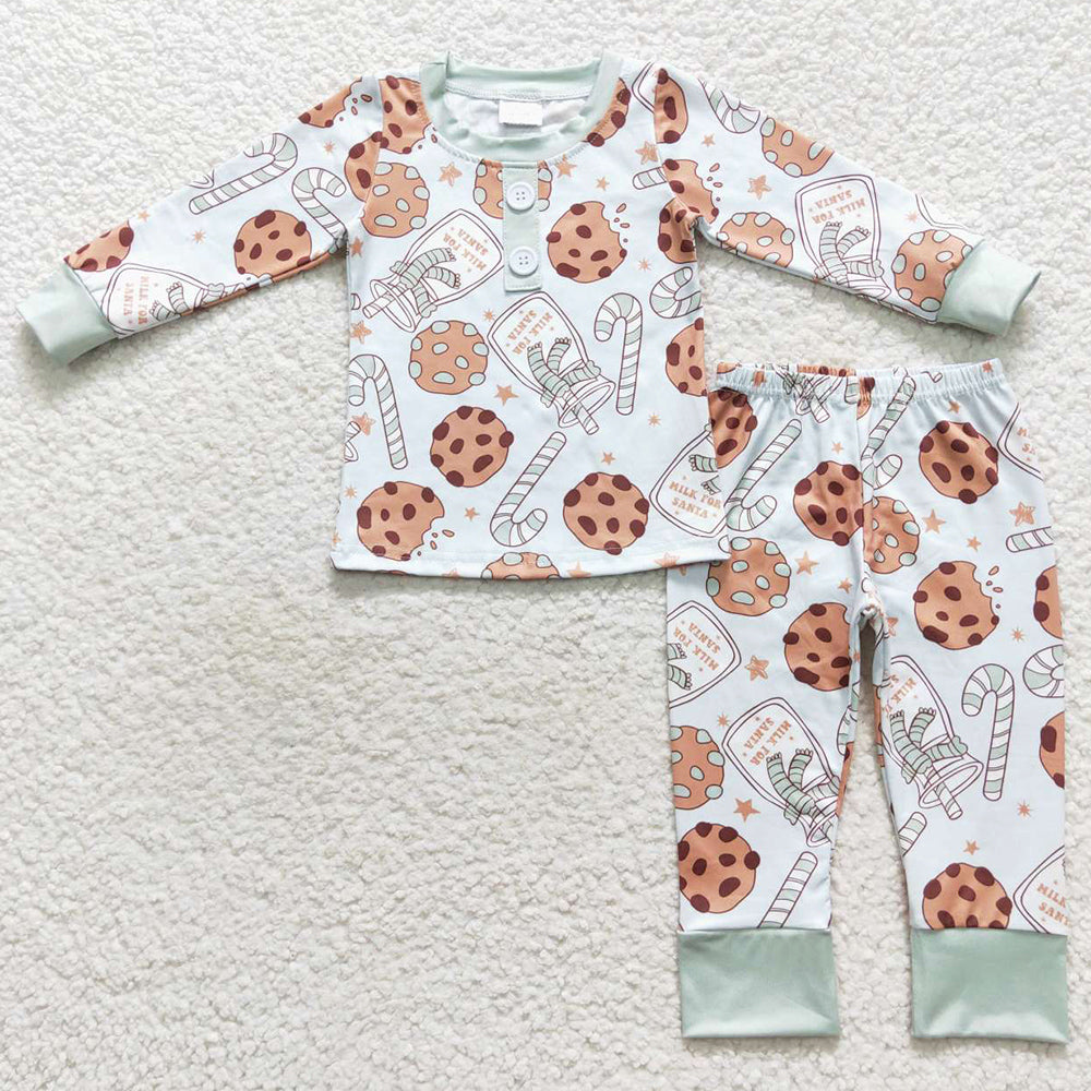 Christmas Baby Boys Pajamas Cookie Candy Print Sleepwear Clothes Sets BLP0314