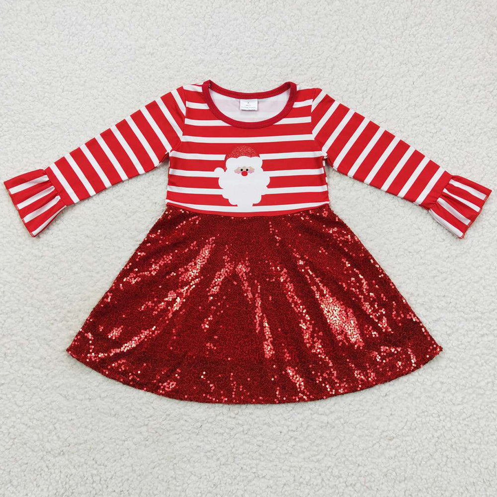 Baby Girls Dress Christmas Santa Sequin Long Sleeve Dresses GLD0371