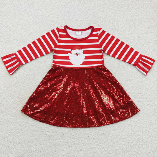 Baby Girls Dress Christmas Santa Sequin Long Sleeve Dresses GLD0371