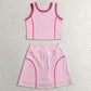 Baby Girls Clothes Pink Sleeveless Vest Top Skirt Shorts Yoga Active Clothes Set GSD2675