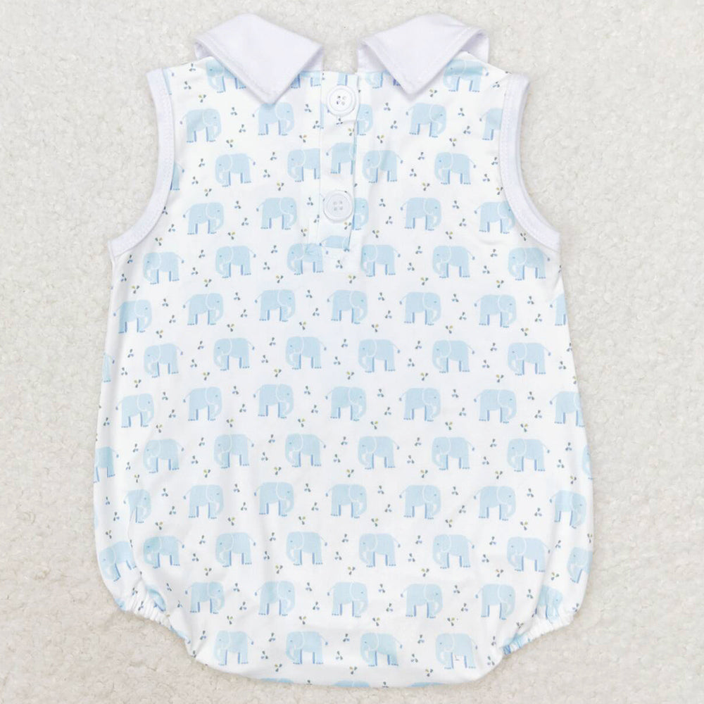 Baby Infant Girls Romper Boutique Kids Sibling Rompers Elephant Flutter Sleeve Boys Rompers SR1825