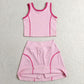 Baby Girls Clothes Pink Sleeveless Vest Top Skirt Shorts Yoga Active Clothes Set GSD2675