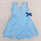 Baby Girls Dress Blue Checked Sleeveless Yoga Active Shorts Scallop Knee Length Dresses GSD3778