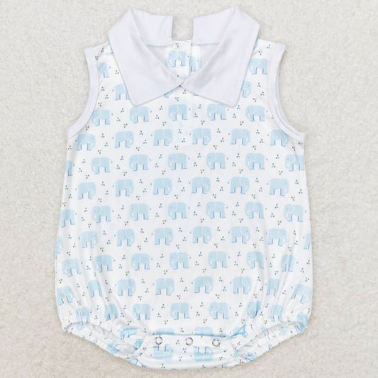 Baby Infant Boys Rompers Blue Elephant Sleeveless Rompers SR1824