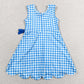 Baby Girls Dress Blue Checked Sleeveless Yoga Active Shorts Scallop Knee Length Dresses GSD3778