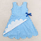 Baby Girls Dress Blue Checked Sleeveless Yoga Active Shorts Scallop Knee Length Dresses GSD3778
