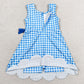 Baby Girls Dress Blue Checked Sleeveless Yoga Active Shorts Scallop Knee Length Dresses GSD3778