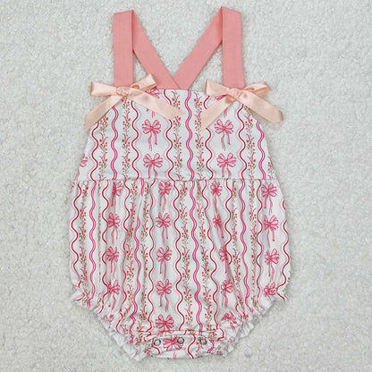 Baby Infant Girls Rompers Pink Flowers Bows Straps Rompers SR2704 3.11
