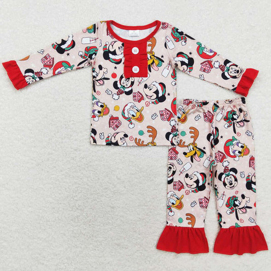 Baby Girls Pajamas Christmas Cartoon Deer Top Pants Pajamas Sets GLP1479