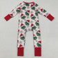 Baby Girls Rompers Green Face Flowers Ruffle Zipper Christmas Rompers LR2489 9.2