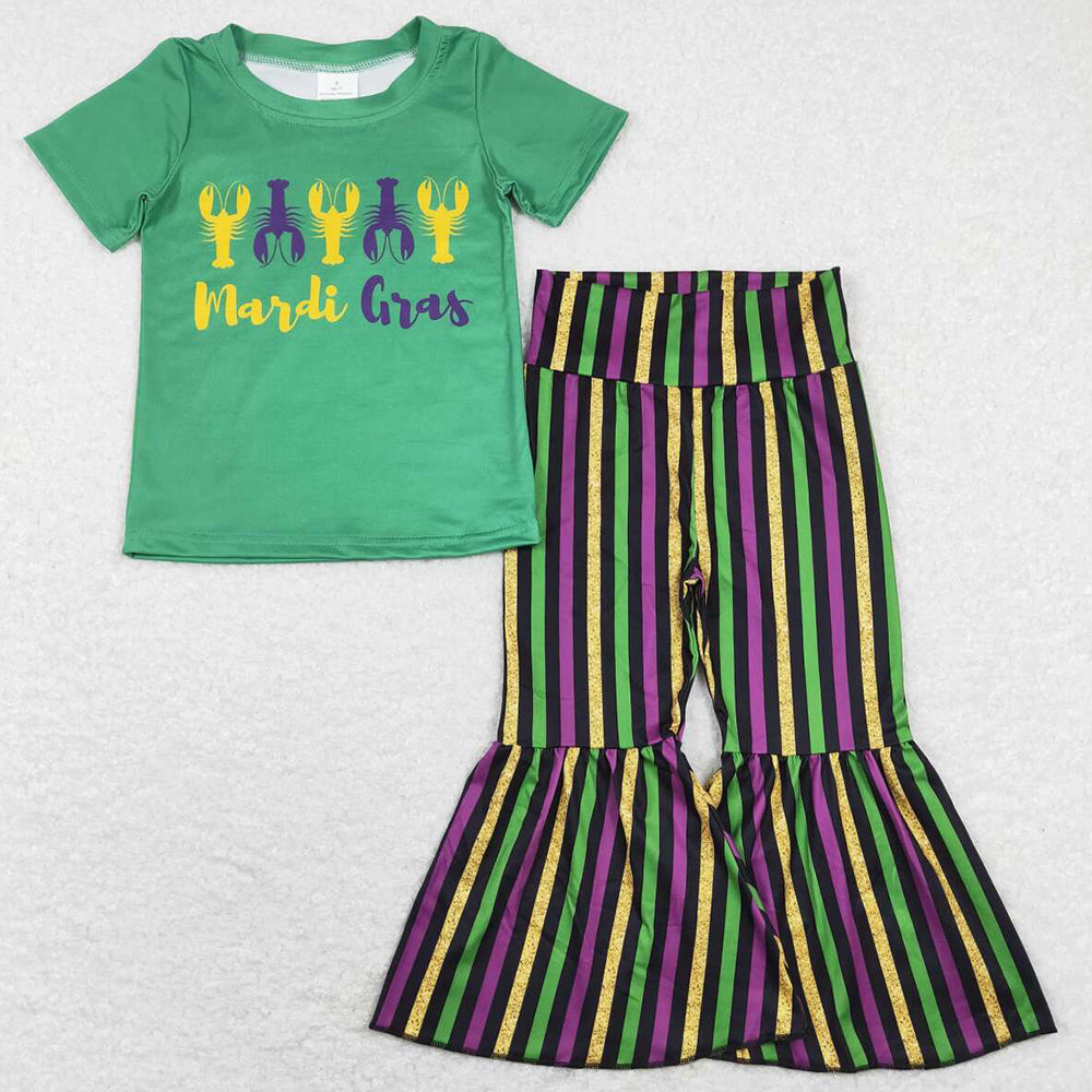 Boutique Girls Clothes Mardi Gras Bell Pants Sets P0405