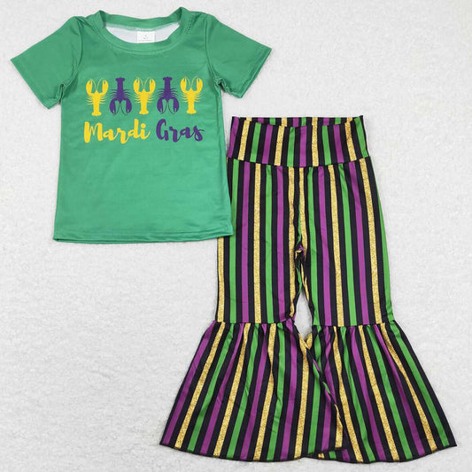 Boutique Girls Clothes Mardi Gras Bell Pants Sets P0405