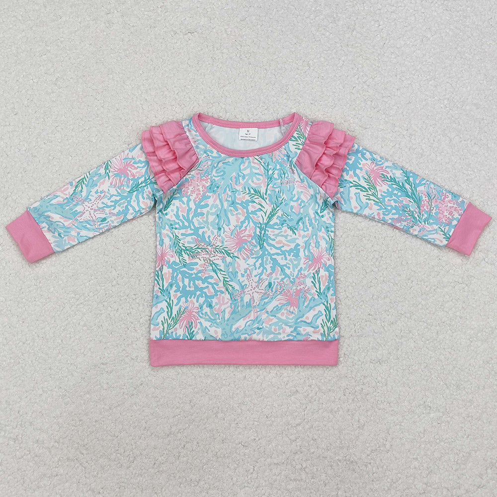 Baby Girls Clothes Tops Light Pink Seaweed Long Sleeve Tee Shirts Tops GT0763