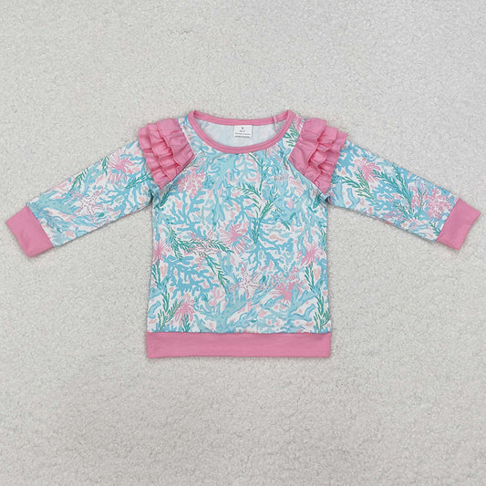 Baby Girls Clothes Tops Light Pink Seaweed Long Sleeve Tee Shirts Tops GT0763