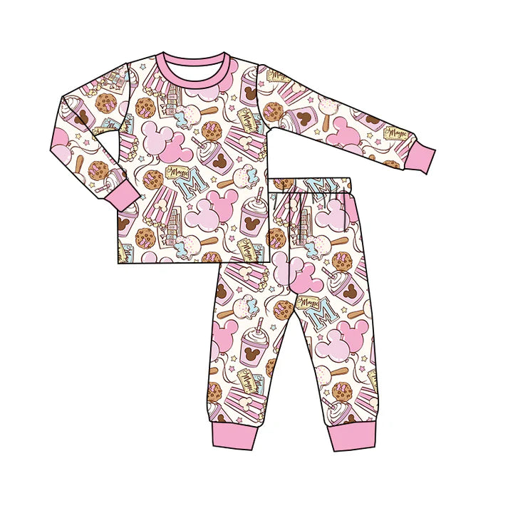 Baby Girls Pajamas Cartoon Long Sleeve Top Pants Pajamas Sets Preorder Moq 5