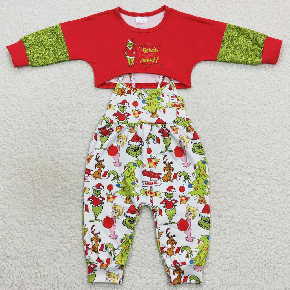 Boutique Girls Clothes Long Sleeve Jumpsuit Christmas Sets GLP0687