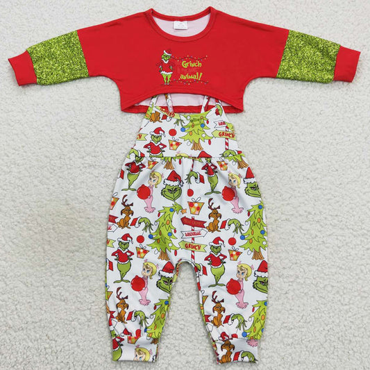 Boutique Girls Clothes Long Sleeve Jumpsuit Christmas Sets GLP0687