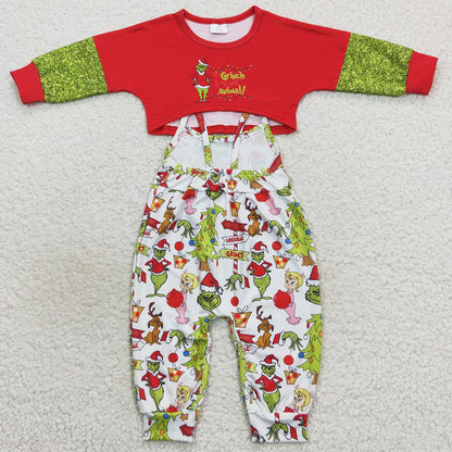 Boutique Girls Clothes Long Sleeve Jumpsuit Christmas Sets GLP0687