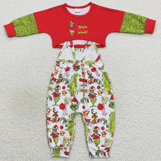 Boutique Girls Clothes Long Sleeve Jumpsuit Christmas Sets GLP0687