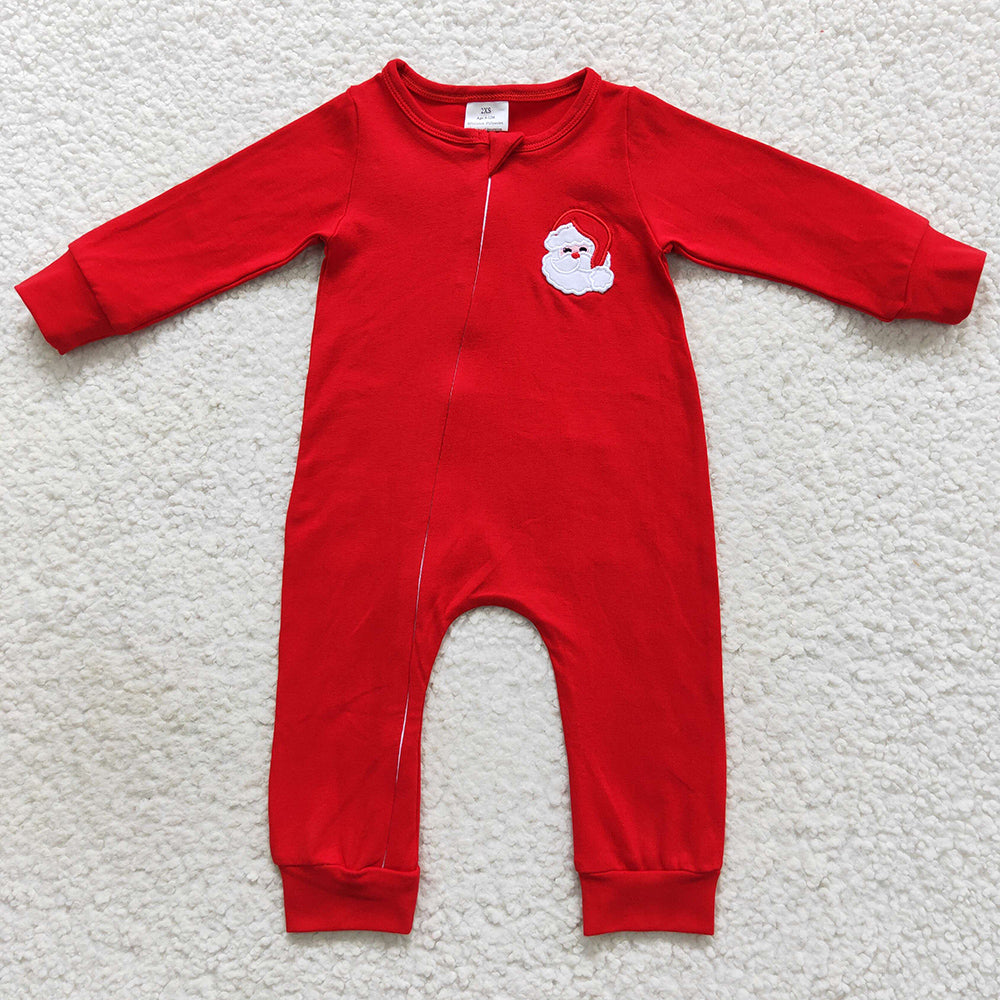 Santa Claus Embroidery Boys Romper Boutique Christmas Jumpsuit LR0598