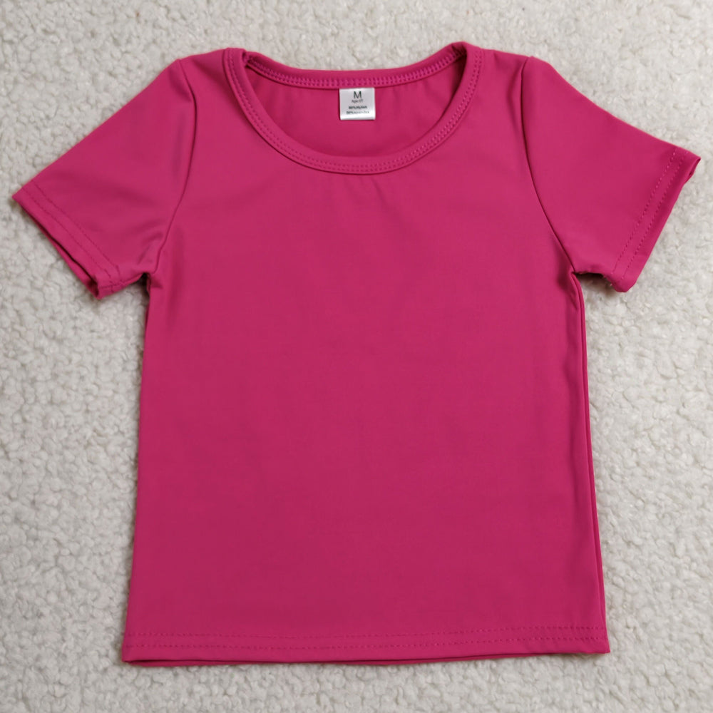 Baby Girls Clothes Hot Pink Short Sleeve Yoga Active T-shirts Top GT1633