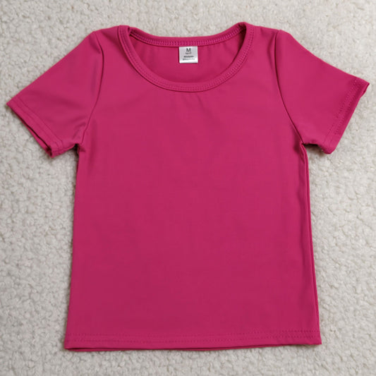 Baby Girls Clothes Hot Pink Short Sleeve Yoga Active T-shirts Top GT1633