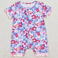 Baby Infant Girls Rmper Purple Flowers Zip Short Sleeve Rompers SR1767