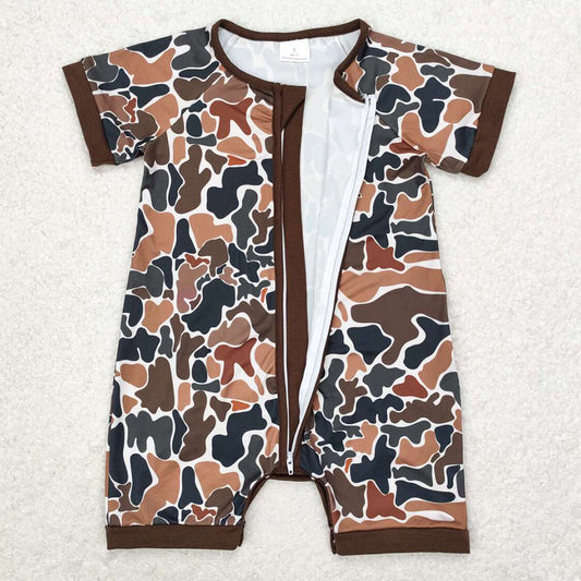 Baby Infant Boys Rompers Short Sleeve Brown Camo Hunting Rompers SR0666