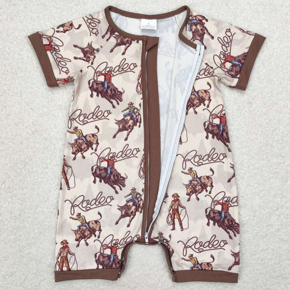 Baby Infant Boys Rompers Rodeo Zip Short Sleeve Rompers SR0856