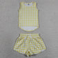 Baby Girls Clothes Yellow Checked Vests Top Butterfly Short Yoga Active Clothes Set GSSO3475