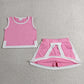 Baby Girls Clothes Pink White Sleeveless Vest Top Skirt Shorts Clothes Sets GSD3829