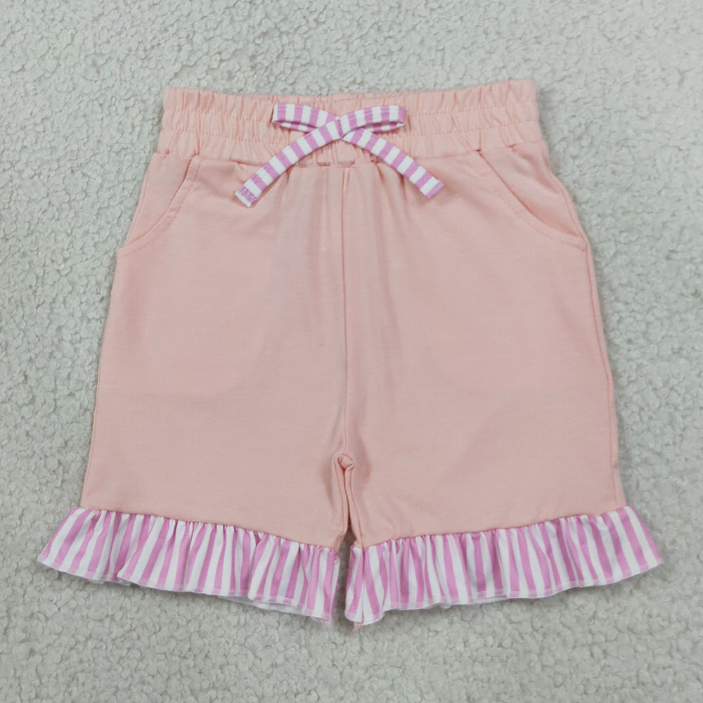 Baby Girls Shorts Light Pink Stripe Bow Pockets Shorts Bottom SS0996