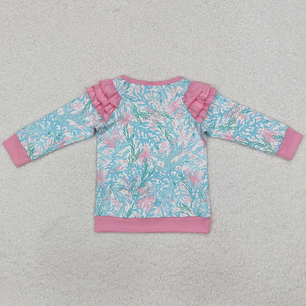 Baby Girls Clothes Tops Light Pink Seaweed Long Sleeve Tee Shirts Tops GT0763