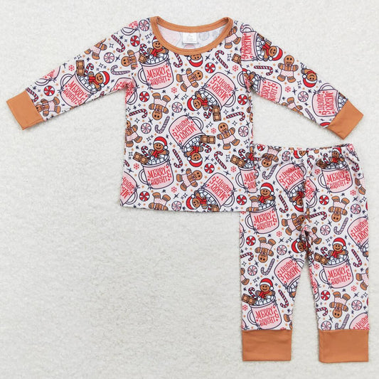 Baby Girls Pajamas Christmas Merry Gingerbread Bamboo Pajamas Sets BLP0676