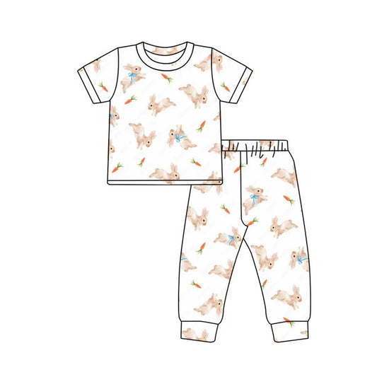 Preorder(moq 5) Baby Boys Rabbits Carrots Top Pants Easter Pajamas Sets 10.14
