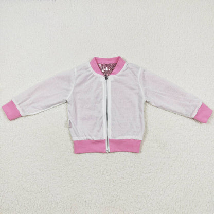 Baby Girls Coat Pink Concert Wear Singer Long Sleeve Sequin Jackets GT0541