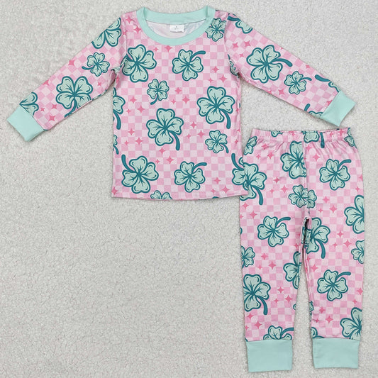 Baby Girls Pajamas St Patrick Quatrefoil Shirts Pants Pajamas Sleepwear Sets GLP2192