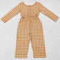 Baby Girls Jumpsuits Khaki Checkered Long Sleeve Fall Jumpsuits LR1840