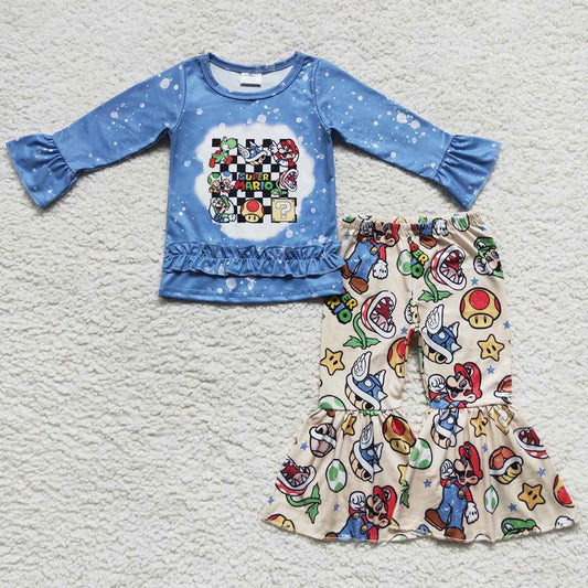 Fashion Baby Girl Clothes Long Sleeve Top Bell Pants Sets GLP0584