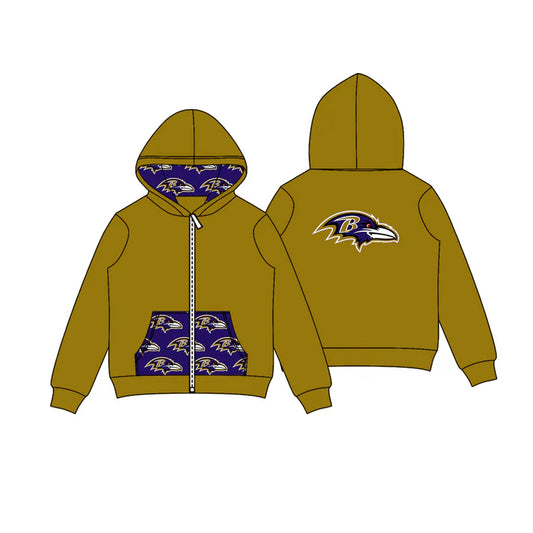 Preorder (moq 5)Baby Boys Olive B Eagle Team Pocket Zipper Hoodies Tops 8.2