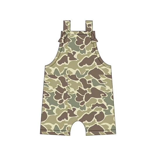 Preorder moq 5 Baby Boys Straps Light Green Camouflage Rompers 5.12