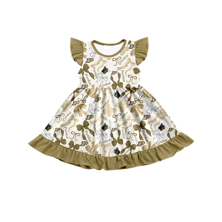 Preorder (moq 5) flutter sleeves P bows girls team dress 8.26